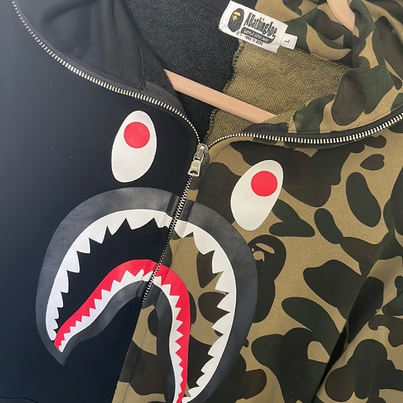 Bape Tops - A Bathing Ape Camouflage Black Hoodie